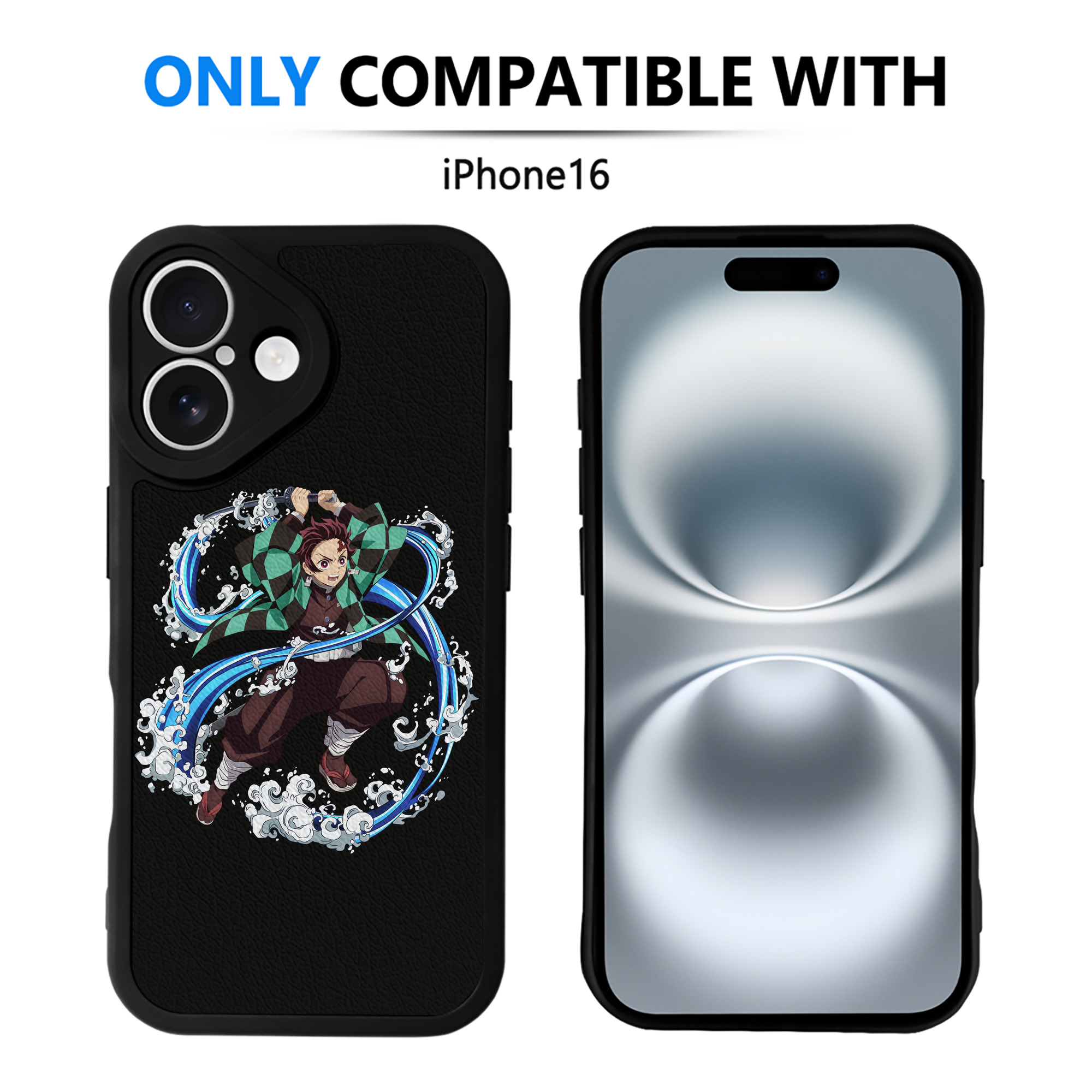 （画像用） 鬼滅の刃 竈門 炭治郎／かまど たんじろう Kamado Tanjirou 【iPhone 16シリーズ対応】シリコンスマホケース（レザー調） 材質：シリコン